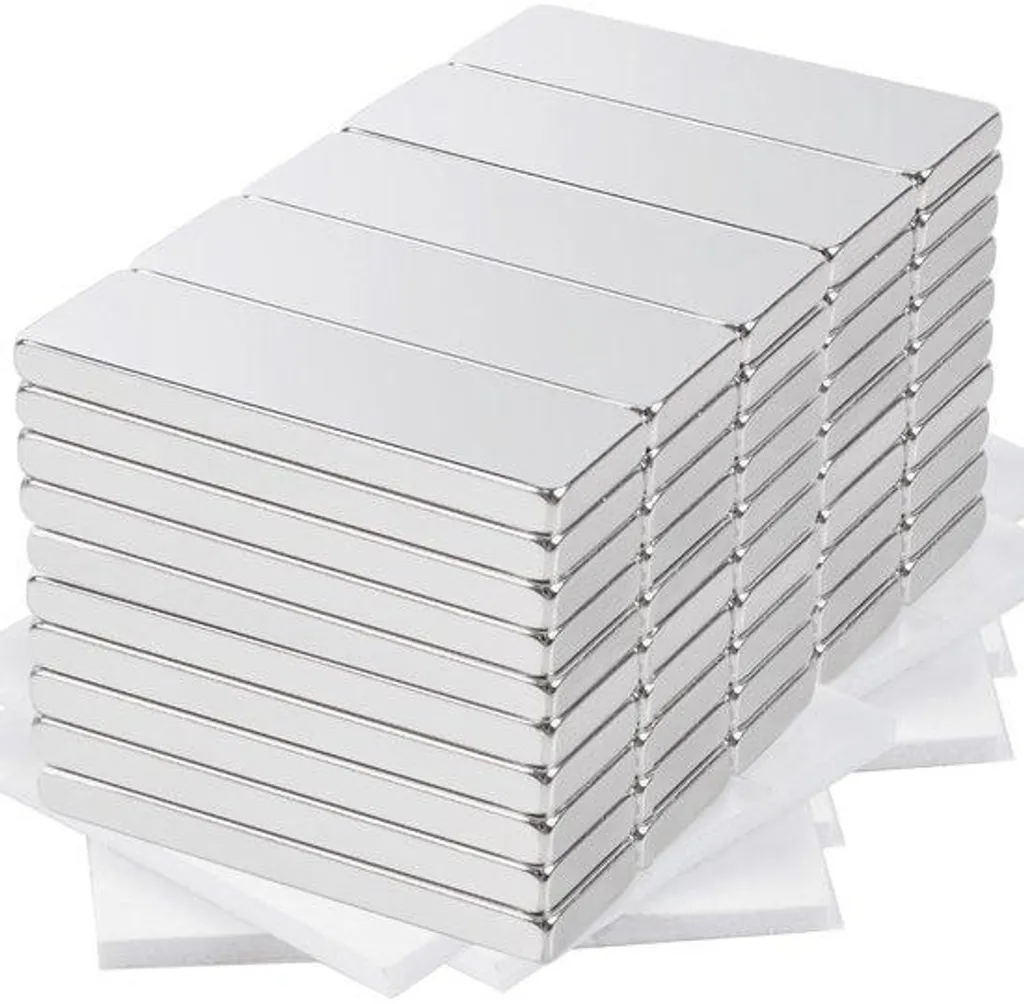 Aimants néodyme 30x10x3 mm puissants avec revêtement blanc - 50 unités