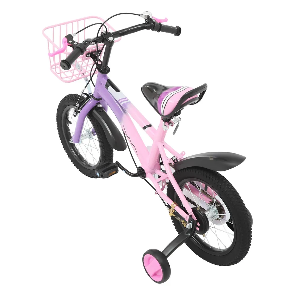 Vélo enfant violet 14 pouces avec stabilisateurs et cadre robuste - 3