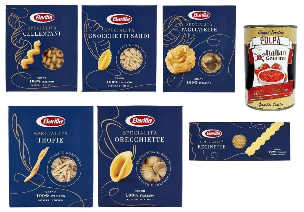 Barilla Specialità Mix 6x500g – Cellentani, Gnocchetti Sardi, Tagliatelle, Trofie, Orecchiette, Reginette – 3 kg Vorratspack, al dente aus Ita...