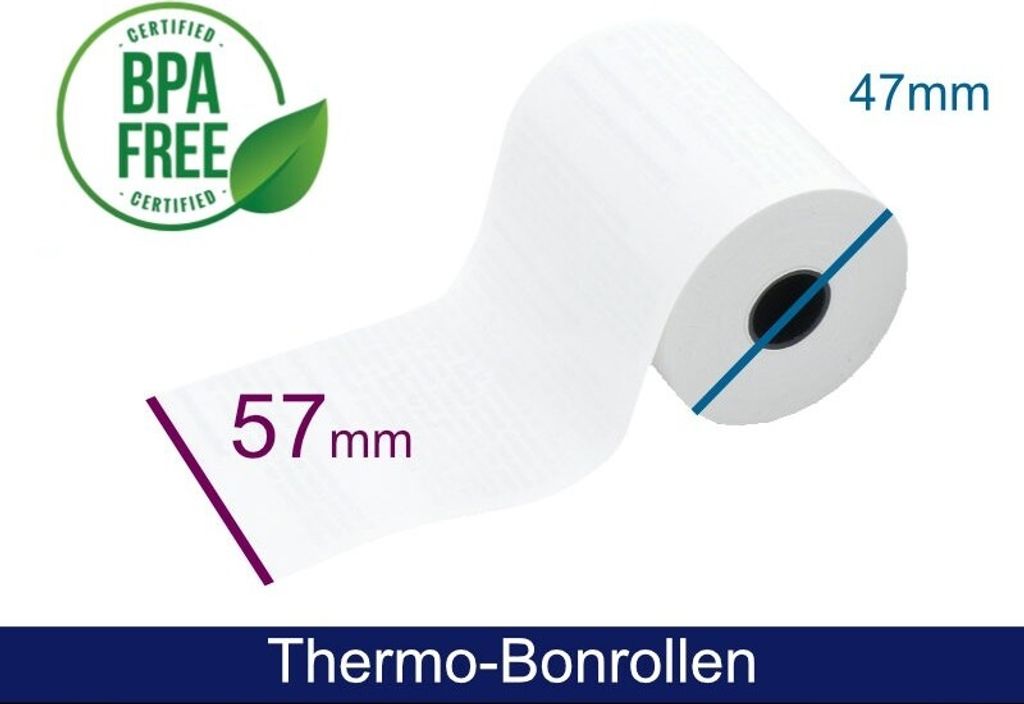 Thermorolle - 57 47 12 (B/D(max.)/K), mit Lastschrifttext, 25m, 48g
