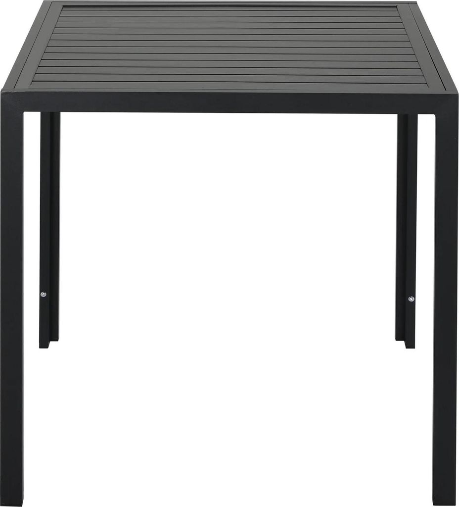 Gartentisch - Quadratischer Outdoor-Esstisch - 75x75x73 cm - 13 Latten - Aluminiumgestell - Holzoptik - Wetterfest - Für 4 Personen - Gelb