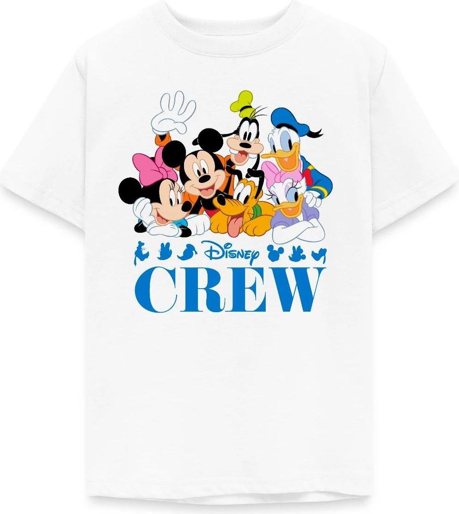 Mickey & Minnie Pluto Goofy Daisy Donald Crew Teenager T-Shirt, 152/164 (12-14 Jahre), Weiß