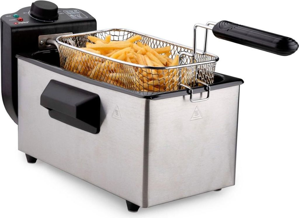 alpina Friteuse 3L - Fritteuse mit Öl 2000W - Fritöse mit 1 Körbe - Einstellbarer Thermostat bis 190 °C - Geschützt gegen Überhitzung - Perfe...