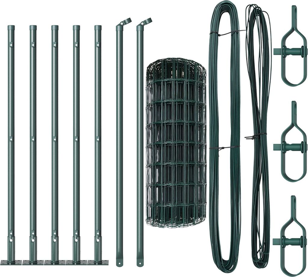 Möbel Euro Zaun mit 7 Flanschpfosten 0,4x10 m galvanisierter Stahl - Metallzäune 3350817