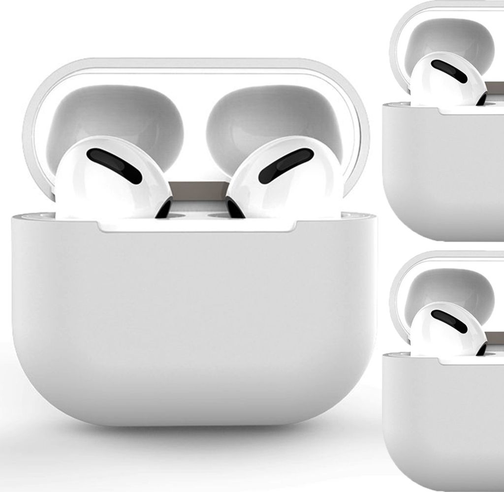 Hülle für AirPods Pro, Silikon Softcover für Kopfhörer, weiß (Hülle C)