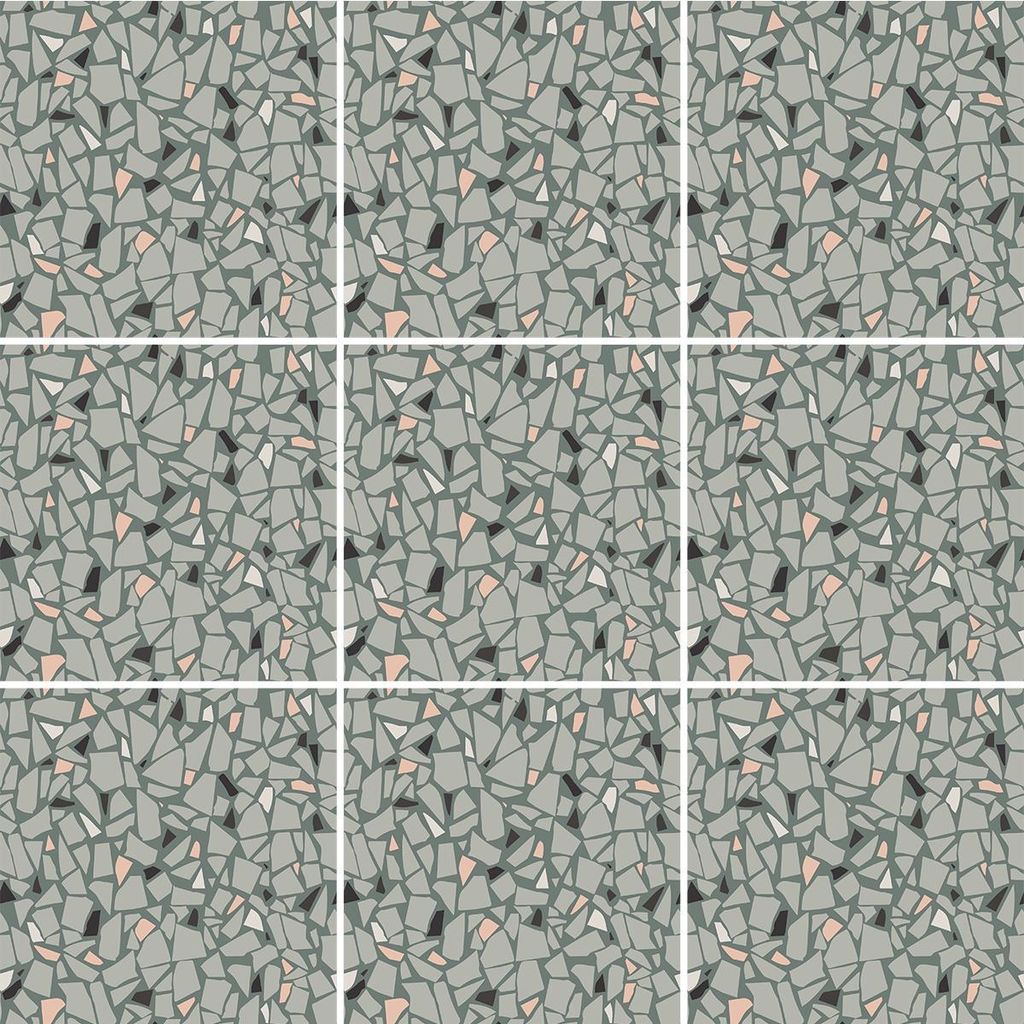 Selbstklebende Fliesenaufkleber für Küche und Bad – 9 Mironi Terrazzo-Fliesenaufkleber – 9 Aufkleber 10 x 10 cm