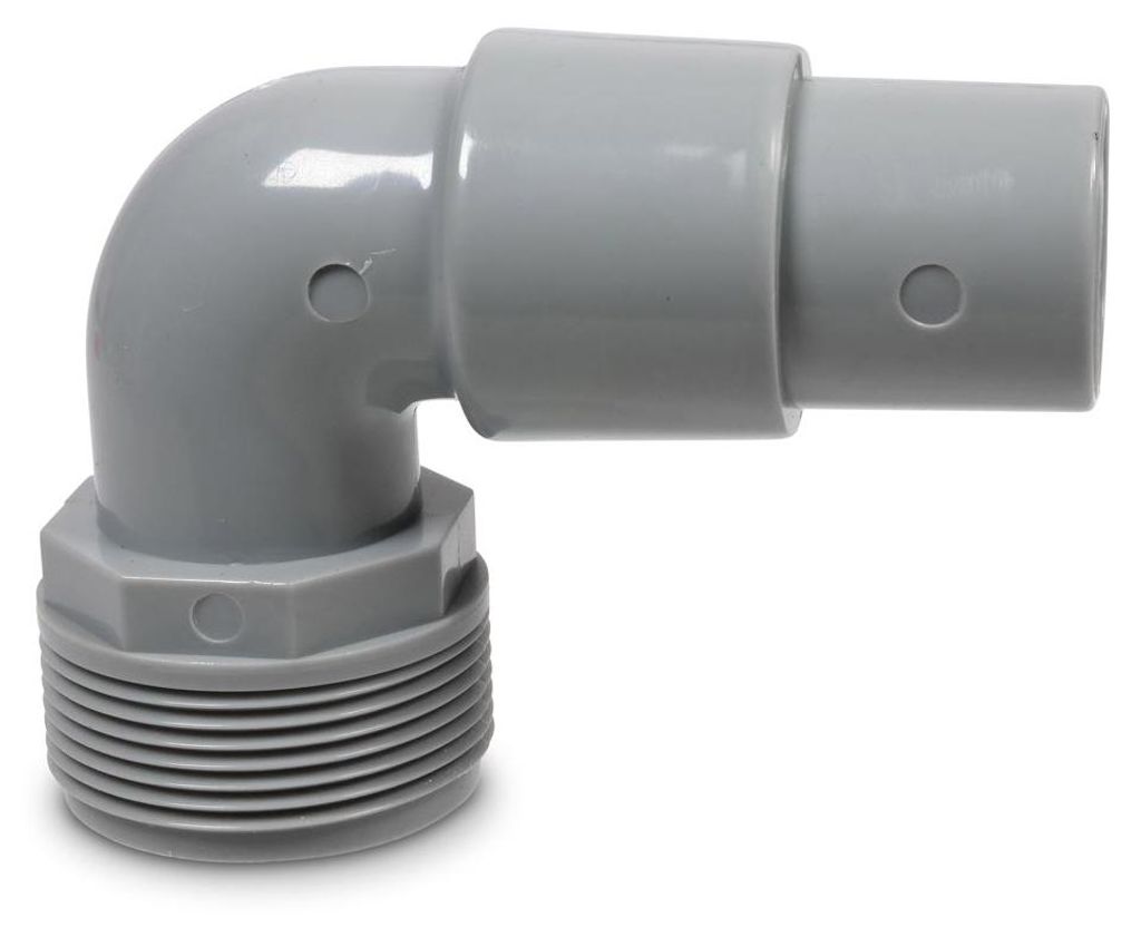 90° Winkeldruckschlauchtülle grau AG 11/2 Zoll x 38/32 mm Produktbild 