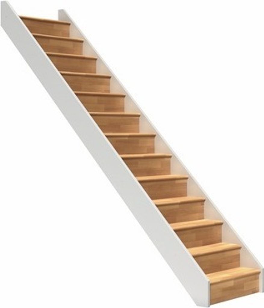 Pertura Wangentreppe Elenie Buche Leimholz Lackiert Mit Setzstufen Seitenwange weiß gerade 83,5 cm 14 Stufen / 15 Steigu