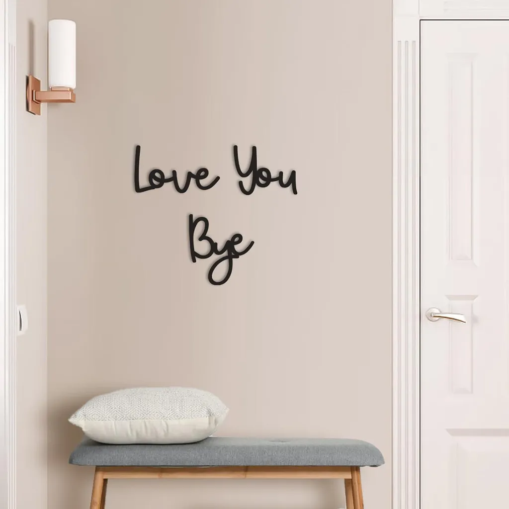Plat de décoration murale Love You Bye en bois noir pour salle de bain