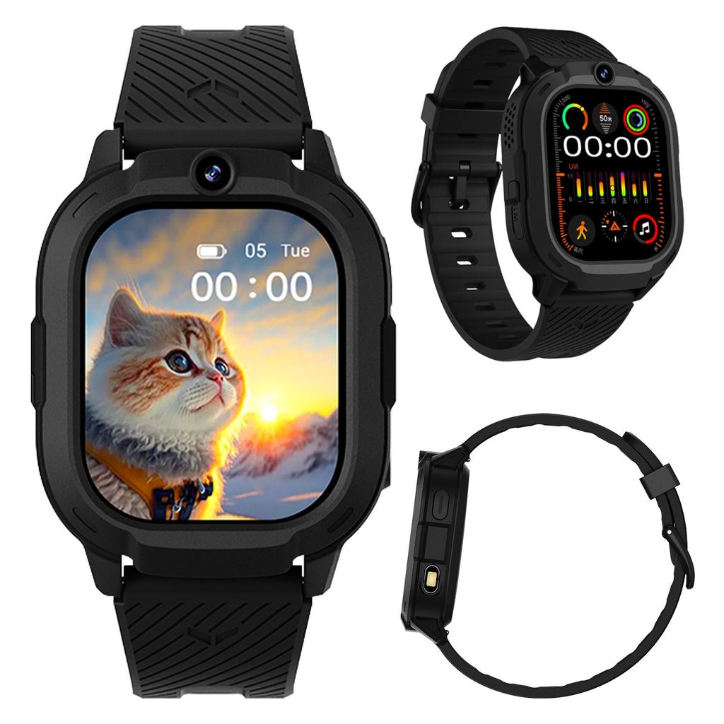 KIKIDO Kinder Smart Watch GPS und 5G-Videoanrufe smartwatch 2GB RAM+16GB ROM, LBS+WiFi+GPS, für Mädchen und Jungen Schwarz