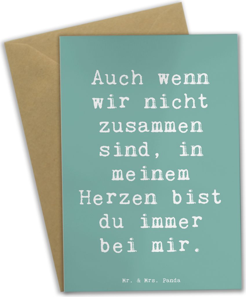Mr. & Mrs. Panda Grußkarte Spruch Trennung von den Eltern - Meeresbrise - Geschenk, Trost, immer bei mir, Ermutigung, glückwunschkarten, Mutmache...