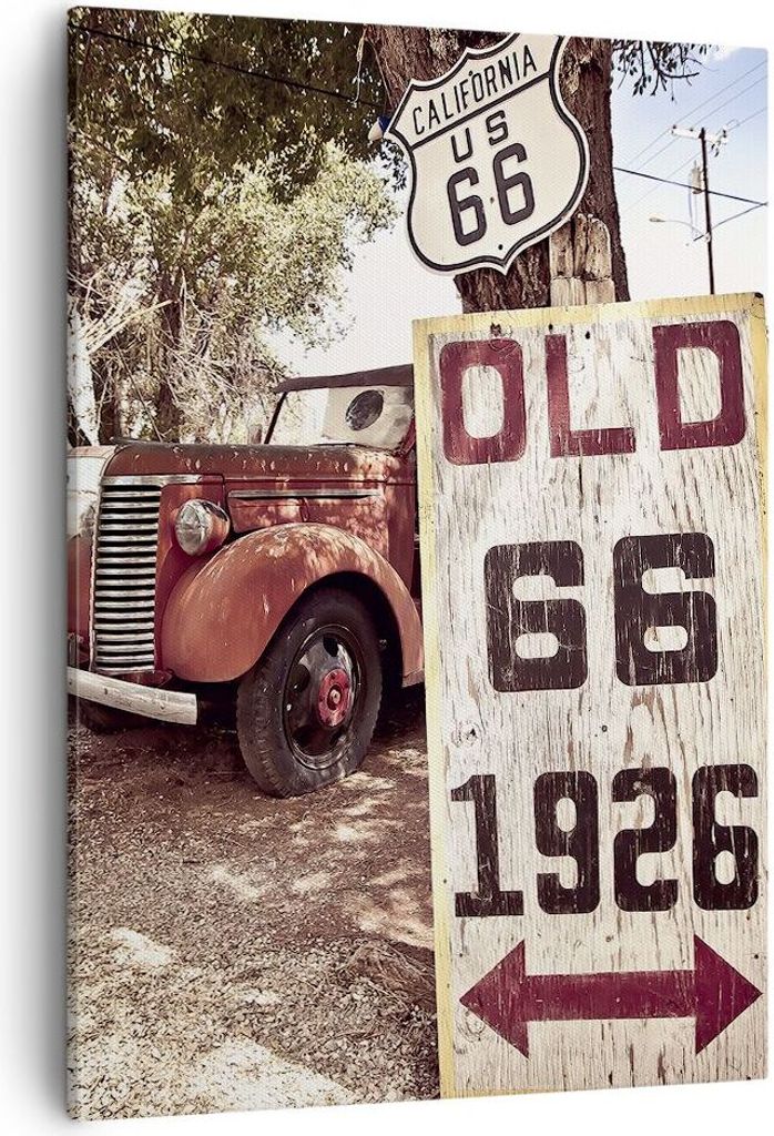 Bild auf Leinwand - Leinwandbild - Einteilig - Straße alt 66 USA - 50x70cm - Wand Bild - Wanddeko - Wandbilder - Leinwanddruck - Kunstdruck - Wand...