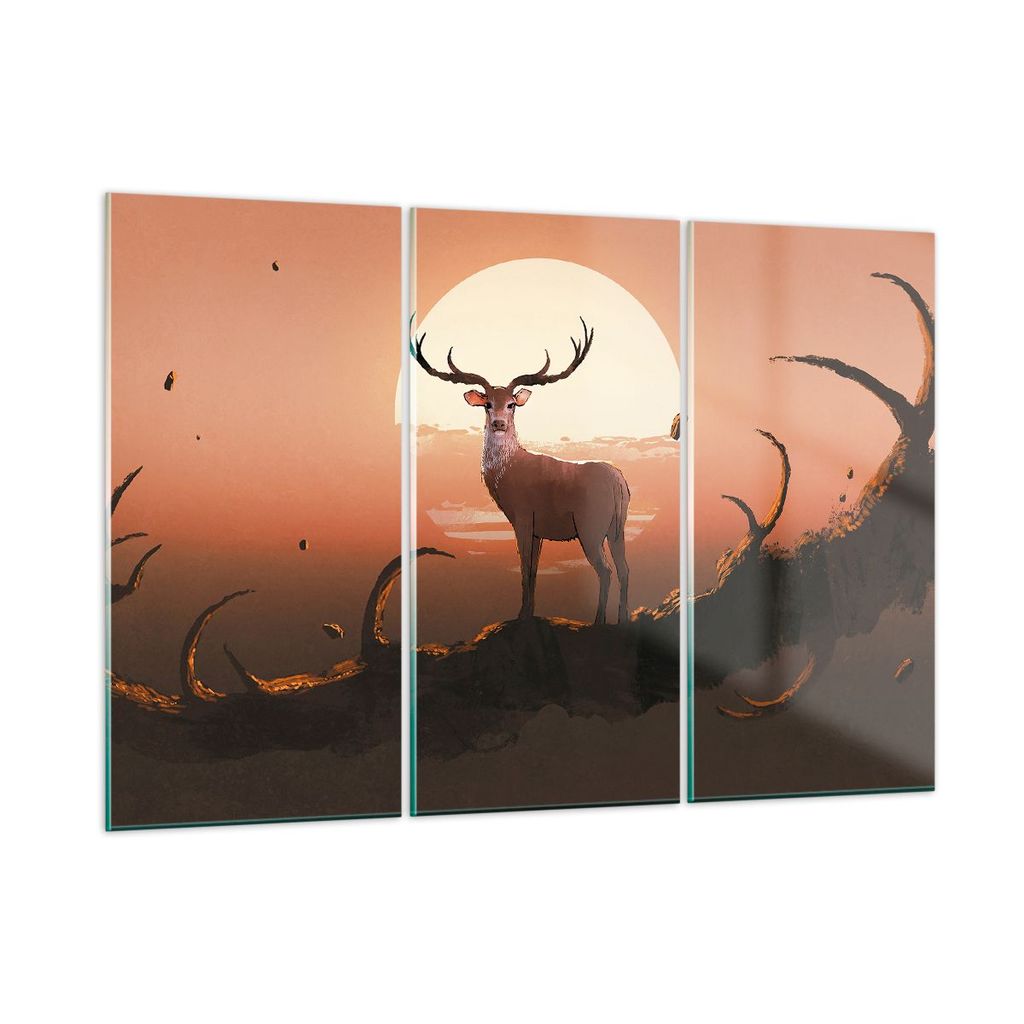 Bilder auf glas - Hirsch Geweih Hörner - 105x70cm - Glasbilder - Wandbilder - Kunstdruck - zum Aufhängen bereit - Wanddekoration aus Glas - Glas ...