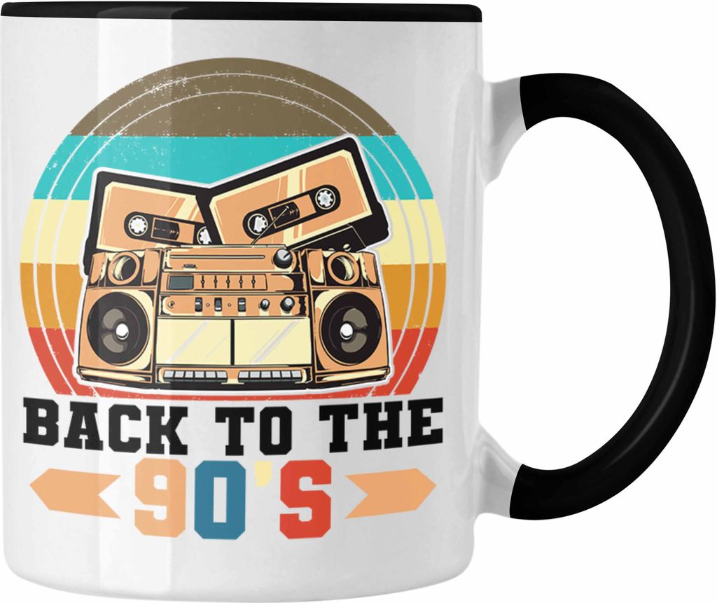 Trendation - Back To The 90er Jahre Tasse Geschenk Neunziger Geschenkidee Party (Schwarz)