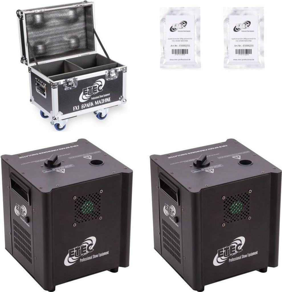ETEC FX1 SPARK MACHINE mit Flightcase und Spark Granulat