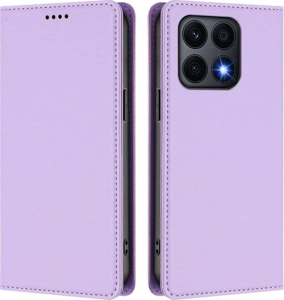 Handyhülle für Honor X8A, Kunstleder Klapphülle Stoßfeste Magnetische Hülle mit Ständer Violett