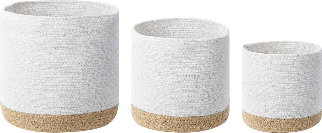 Paniers à linge boho en jute et coton lot de 3 pour chambre et salon