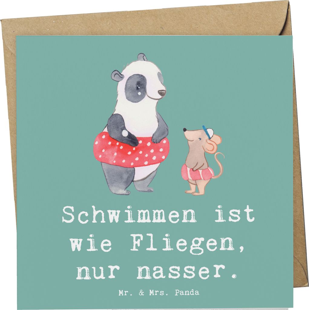 Mr. & Mrs. Panda Glückwunschkarte Schwimmen wie Fliegen - Meeresbrise - Geschenk, Wassersport, Grußkarte, doppelkarte, Sport, Klappkarte, anlassk...