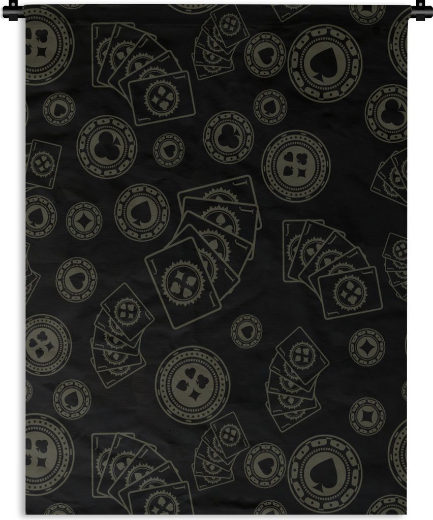 MuchoWow Wandteppich Wandbehang Poker - Spielkarten - Glücksspiel - Muster 60x80 cm Tapisserie Dekoration Wandtuch - Decke - Wandtücher - Wohne
