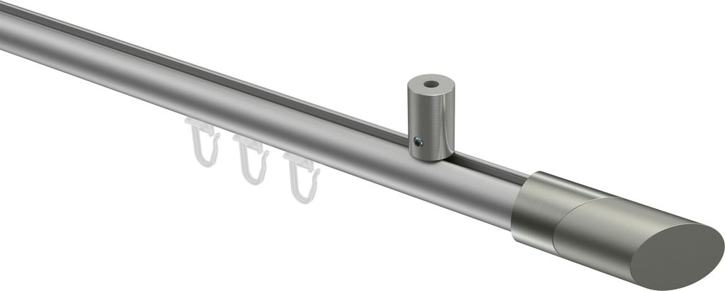 Interdeco Innenlaufstange / Gardinenstange mit Innenlauf Silbergrau / Edelstahl-Optik, Typ Sonius Verano (Schräge Bicolor) Deckenmontage, 20 mm Ø...