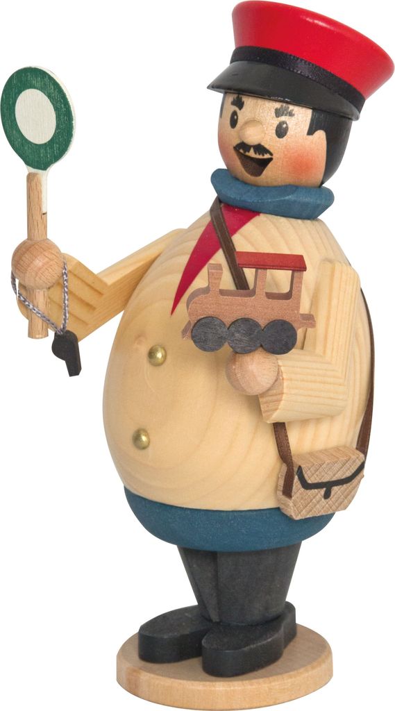 Drechslerei Kuhnert - Räuchermännchen Max als Schaffner - größe ca. 16cm, für Räucherkerzen Größe M (Standard) - 33130