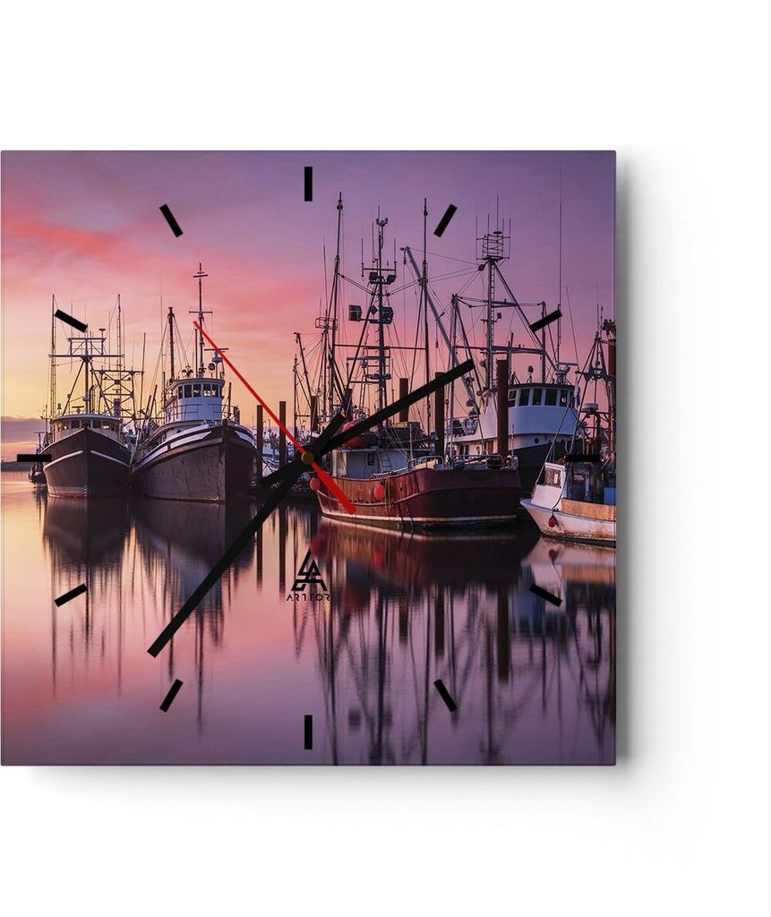 Wanduhr - Quadrat - Glasuhr - Marina Westen Die Sonne - 30x30cm - Schleichendes Uhrwerk - Lautlos - zum Aufhängen bereit - Dekoration Modern - Wan...