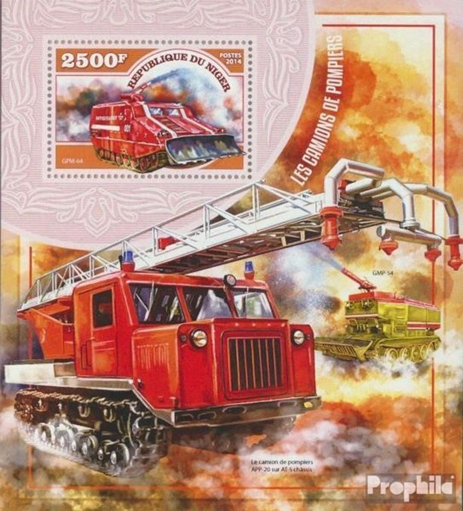Briefmarken Niger 2014 Mi Block 391 (kompl. Ausg.) postfrisch Feuerwehrfahrzeuge
