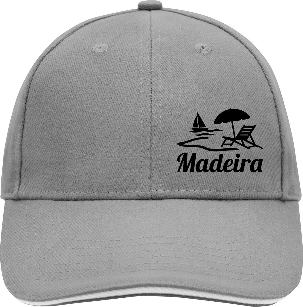 Huuraa Cappy Mütze Madeira Inselmotiv Portugal Dark Grey/White Baumwolle 6-Panel Kappe Geschenkidee
