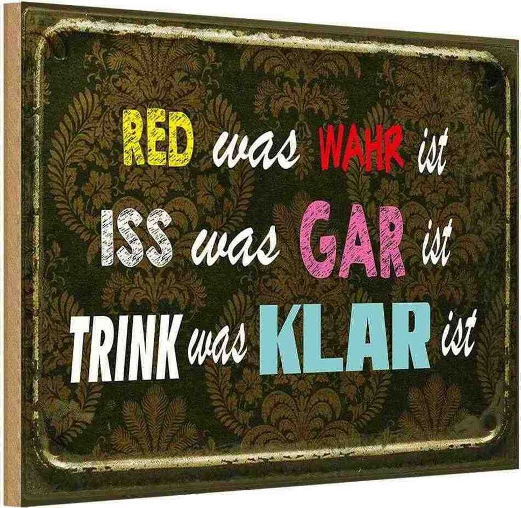 vianmo Holzschild 12x18 cm red was wahr iss gar trink klar Spruch Zitat
