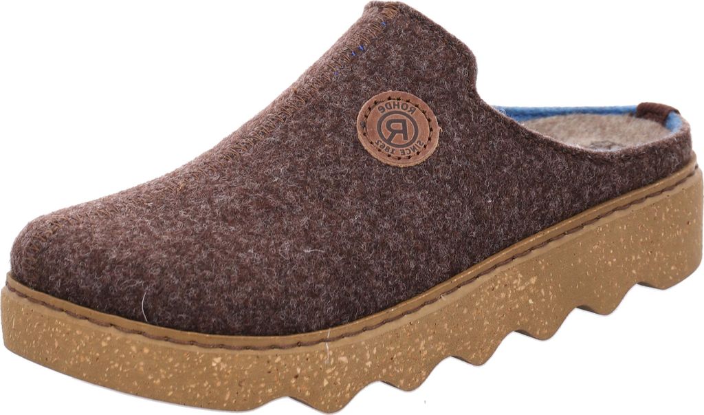 Rohde Damen Pantoffel Softfilz Hausschuh Plateau und lose Einlagen Foggia-D 6122, Größe:42 EU, Farbe:Braun