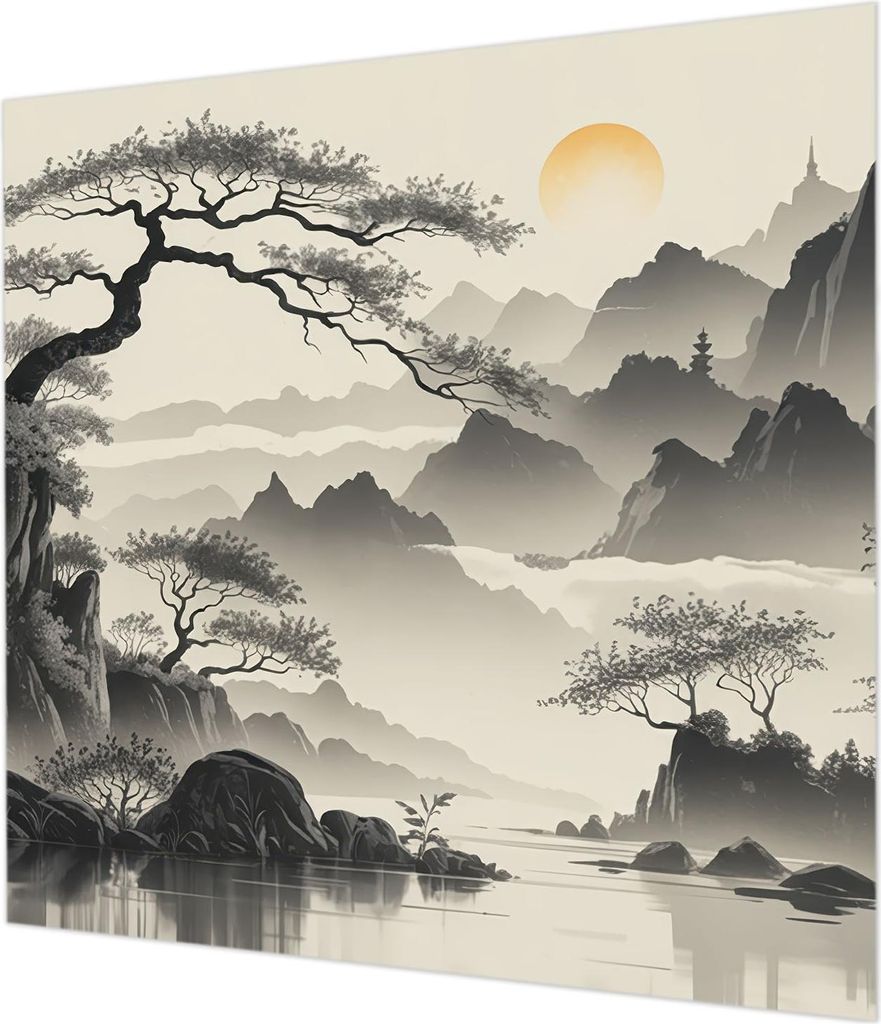 Wandtapete - Dekorative Tapete für Wohnzimmer - Tapetenfolie für Wanddekoration - 250x250 cm - Östliche Landschaft