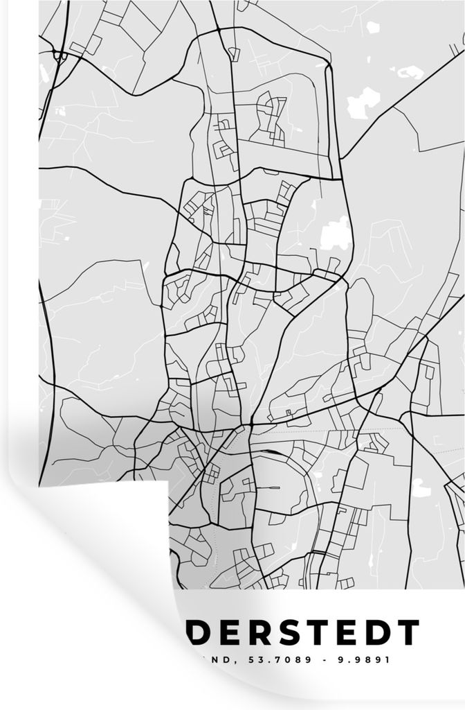 MuchoWow Wandtattoo Wandsticker Wandaufkleber Norderstedt - Karte - Stadtplan - Deutschland 60x90 cm Selbstklebend und Repositionierbar - Sticker...