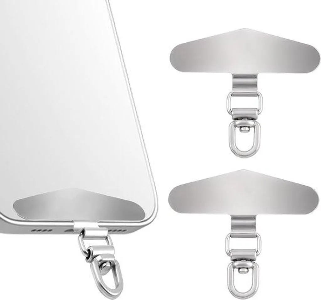 Protection téléphone portable anti-vol chaîne inox et patch lot de 2