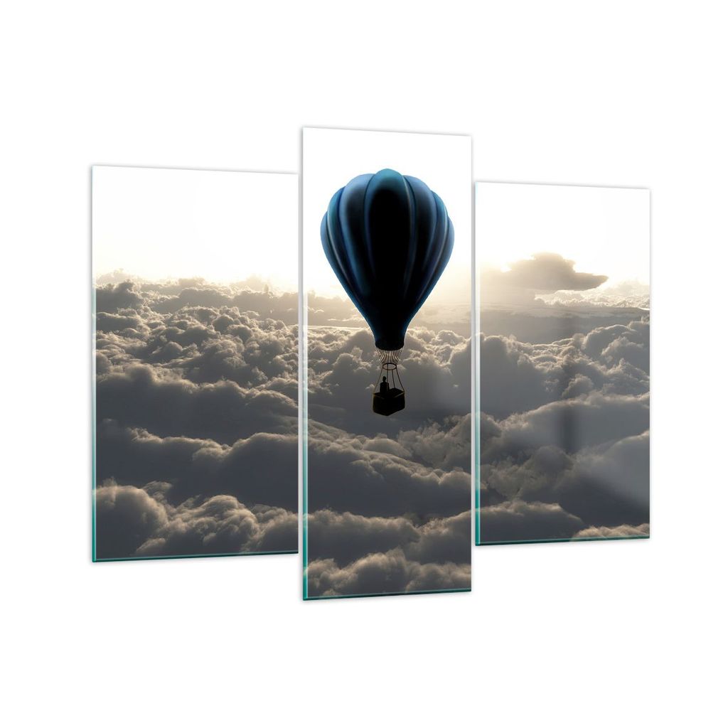 Bilder auf glas - Wolke Ballon Himmel - 130x100cm - Glasbilder - Wandbilder - Kunstdruck - zum Aufhängen bereit - Wanddekoration aus Glas - Glas B...