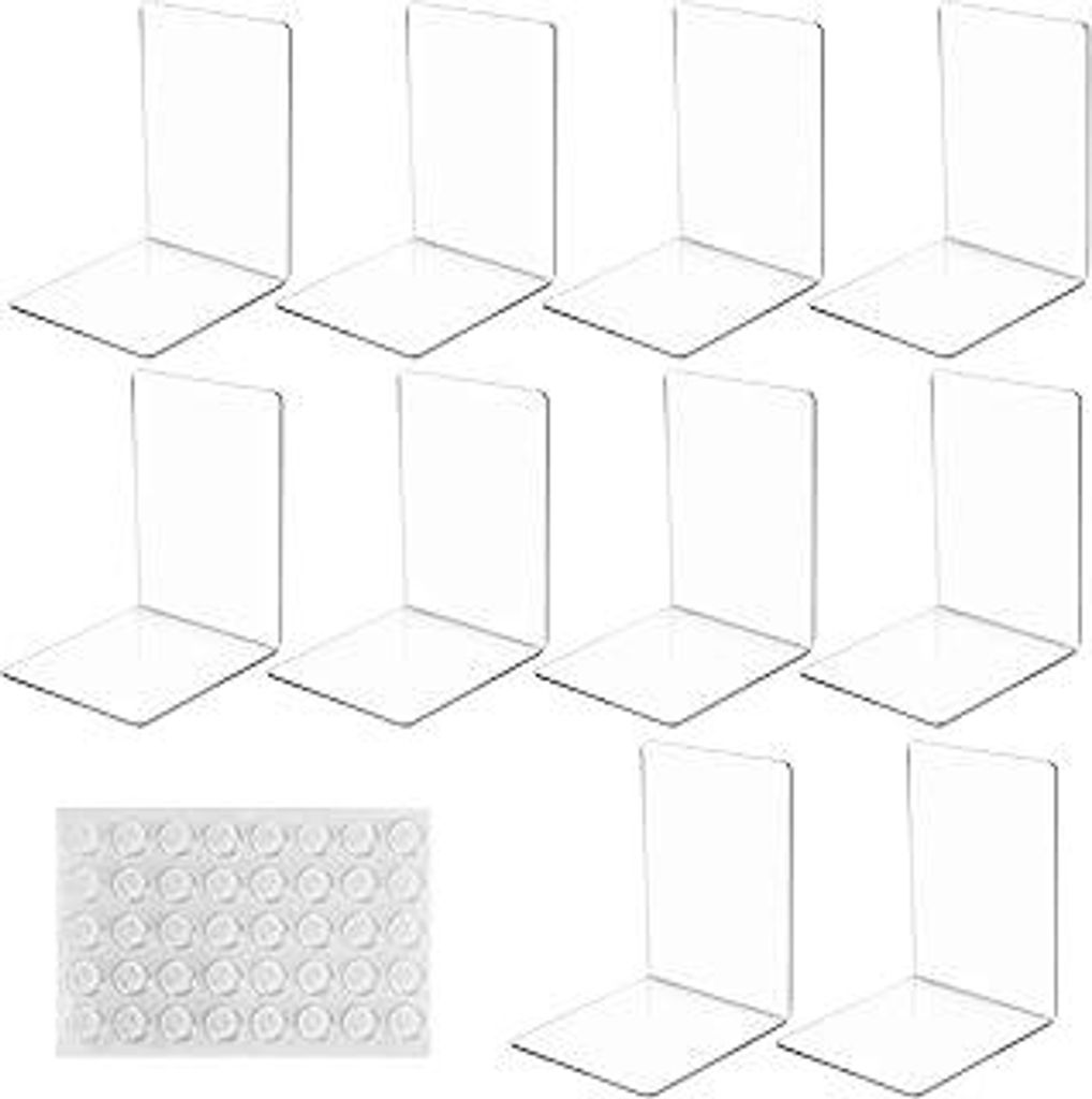 10 Pcs Buchstütze, 3mm Dicke transparentenBuchstützen Set,40Stück rutschfeste Pad Acryl Buchstützen, geeignet zur Buchaufbewahrung, für Biblio...