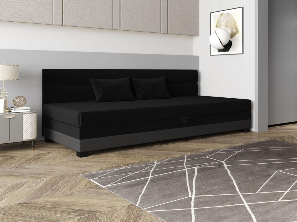 Einzelbett mit Polsterung 80x195 NALINDA BIZ 1 - schwarz/grau
