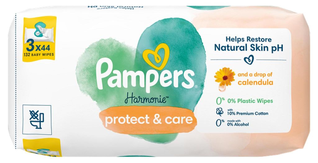 Vlhen ubrousky Pampers Harmonie Protect&Care 3 X 44 kus Obrázek produktu 