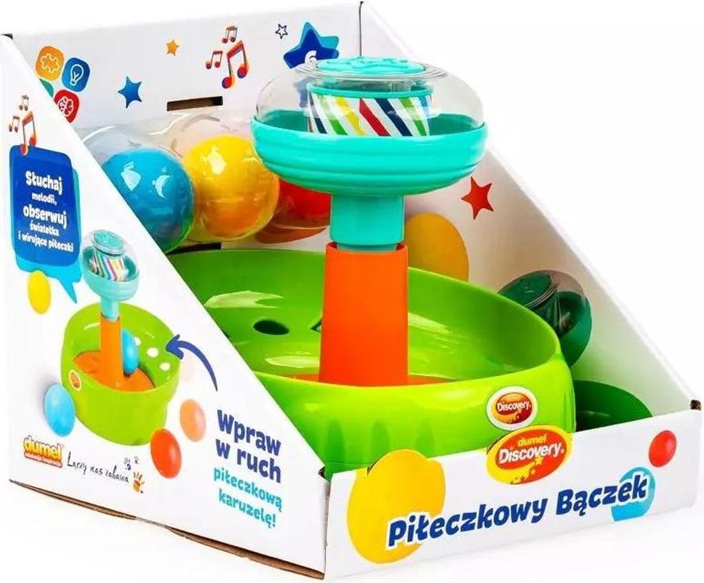Ballschleuder für Babys ab 6 Monaten mit Melodien, Lichtern, 3 Kugeln und klappernden Perlen