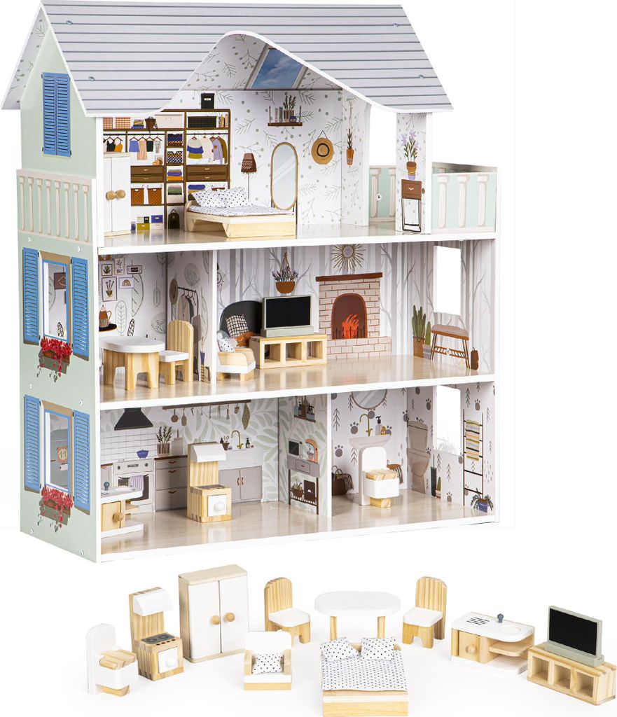 Maison de poupée avec meubles Emma Residence Ecotoys Image du produit 