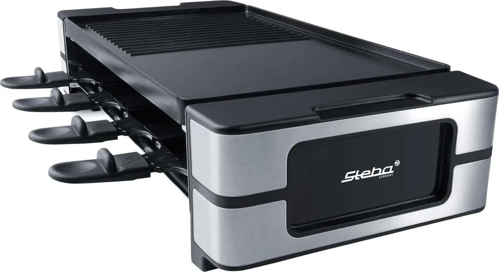 Gril à raclette 8 personnes Steba RC 180 avec plaque de cuisson rainurée