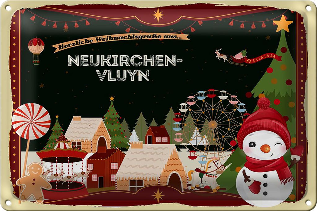 Blechschild Weihnachten Grüße NEUNKIRCHEN-VLUYN 18x12cm