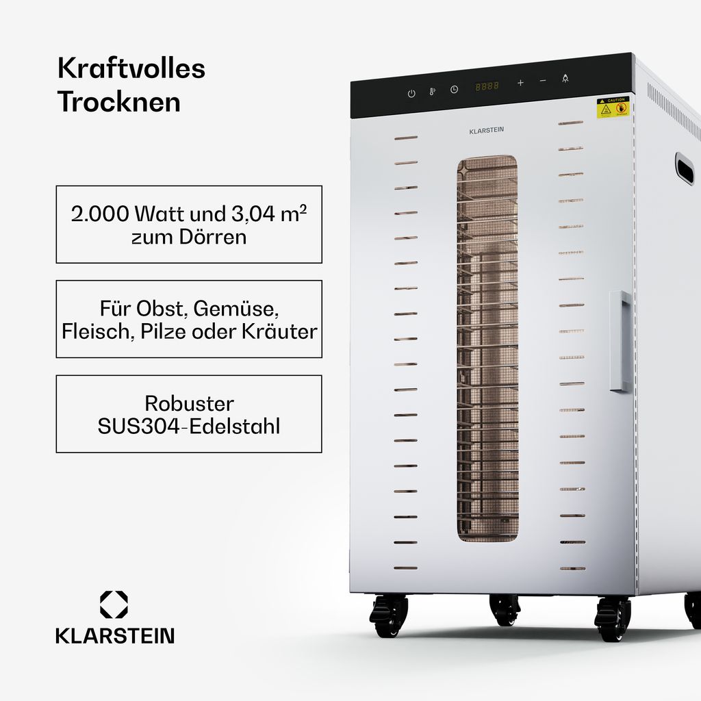 Klarstein Dörrautomat Edelstahl – 2.000-W-Dörrgerät, 20 Produktbild 2