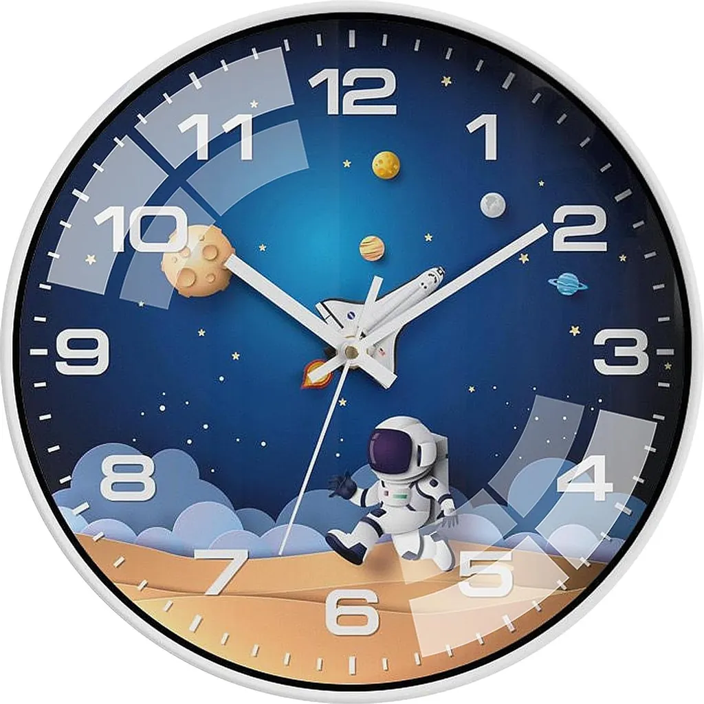 Horloge Murale Colorée pour Enfant - Pendule Silencieuse Motif Espace