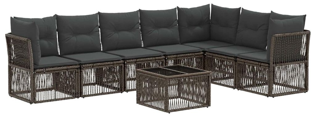 Gartensofa-set 8 pcs Grau Poly-Rattan