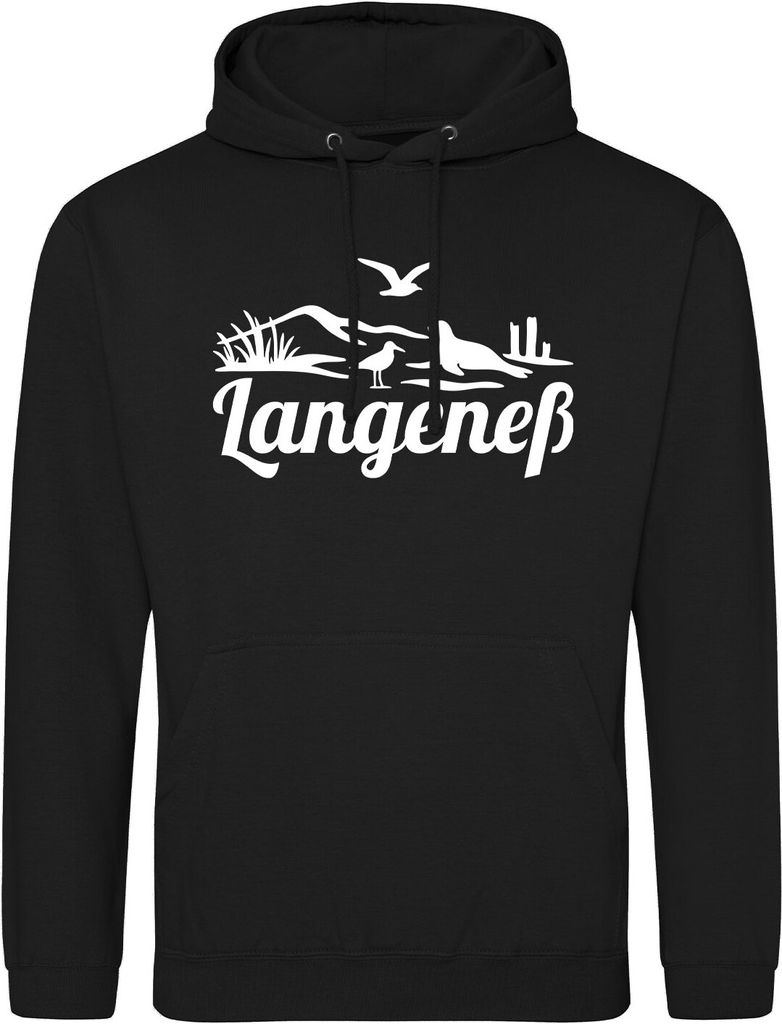 Huuraa Uni Hoodie Langeneß Strandmotiv XL Deep Black Vegan Sweatshirt Geschenkidee
