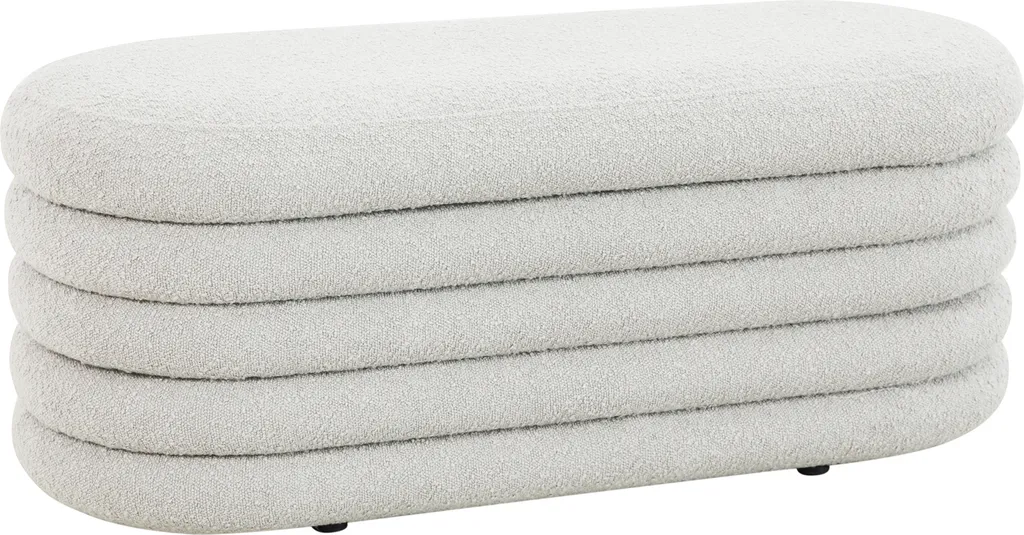 SVITA BLOSSOM XL Pouf Coffre de Rangement en Tissu Bouclé Blanc Cosy