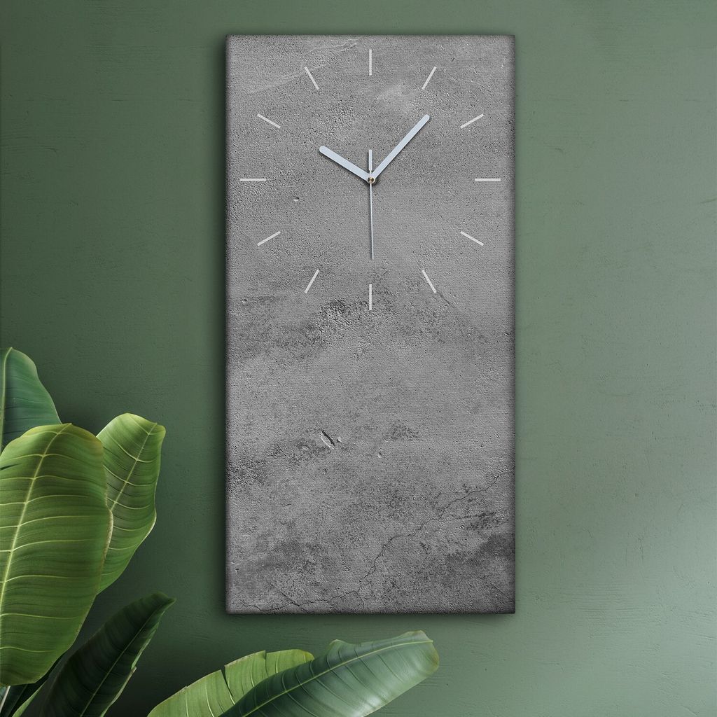 Wohnzimmer Leinwand Uhr Geräuschlos Küche 30x60 Beton, Motive, Struktur, Textur, weiße Zeiger