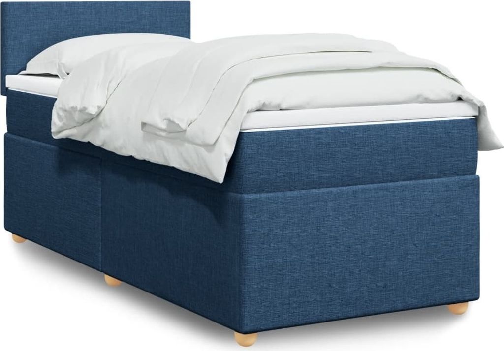 "Rabatt" Boxspringbett mit Matratze - 2 Personen - Strapazierfähiger Stoff - Blau 80x200 cm Stoff - Klassische Betten CC11069