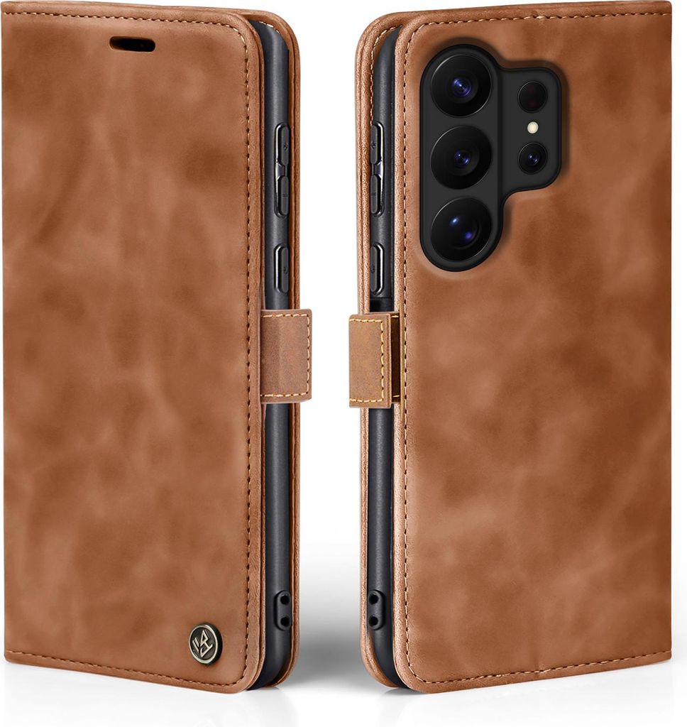 Handy Hülle für Samsung Galaxy S26 Ultra Klapphülle Bookcase Flip Cover Handy Tasche Etui Farbe: Hellbraun