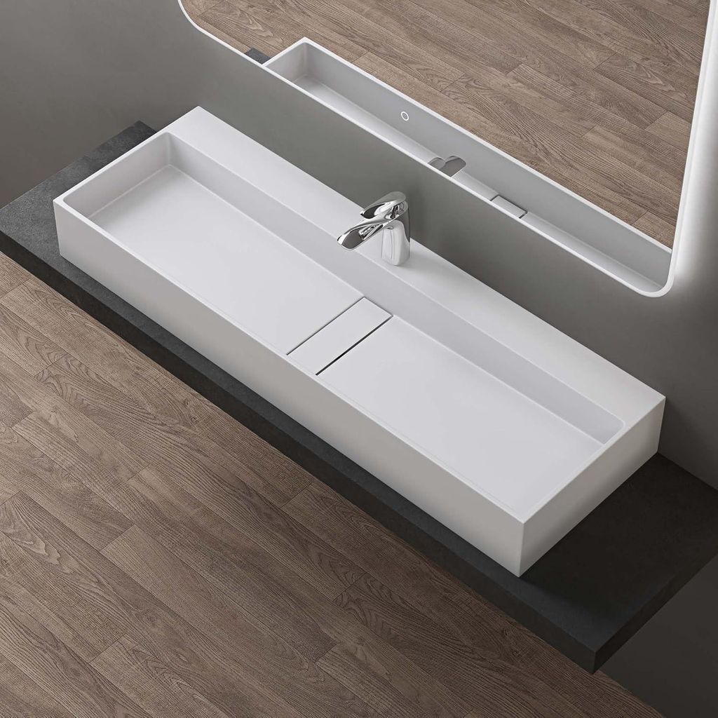 ddoporro Lavabo da Bagno Rettangolare 120 cm in Resina Immagine del prodotto 